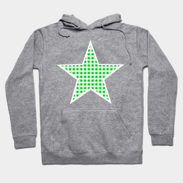 Green and White Gingham Star Hoodie by bumblefuzzies